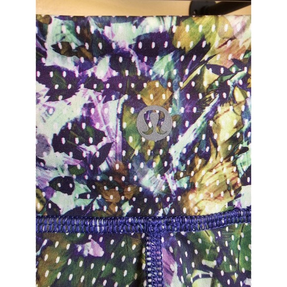 Lululemon Wunder Under Pant Floral Sport Backdrop Iris Flower Size 4 Leggings - Picture 3 of 8
